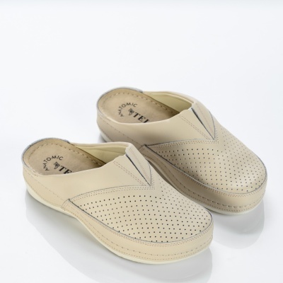 Saboti dama piele naturala comozi – ALICE Beige - Img 4