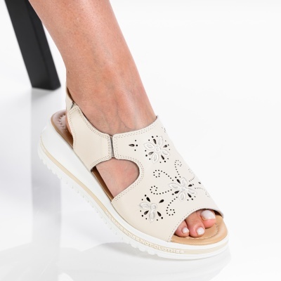 Sandale dama piele naturala comode - ANTONIA Beige