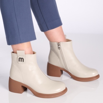 Botine dama piele naturala – KENDRA Beige - Img 3