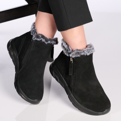 Ghete dama piele naturala imblanite – LEONOR Black - Img 2