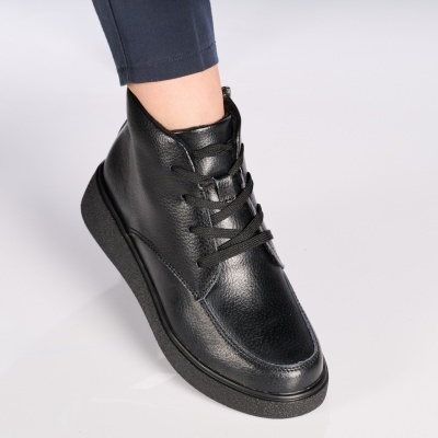 Ghete dama piele naturala imblanite – LISANDRA Black Leather - Img 3