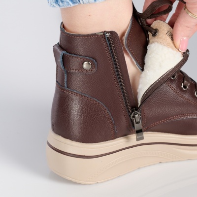 Ghete dama piele naturala imblanite comode – NADIA Brown - Img 3