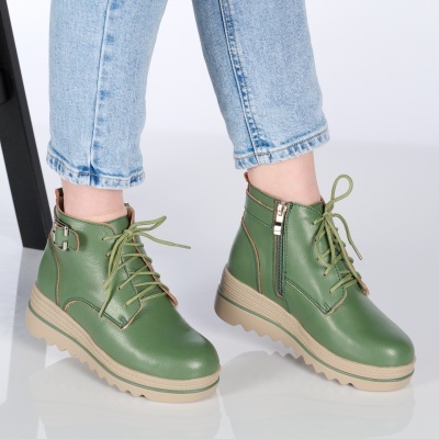 Ghete dama piele naturala imblanite talpa striata – NANCY Green