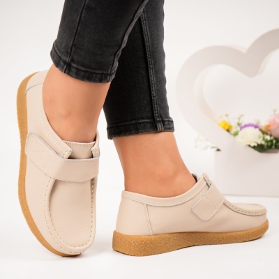 Pantofi dama piele naturala casual – ALLESIA Beige - Img 4