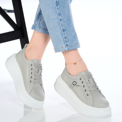Pantofi dama piele naturala casual – PAMELA Grey - Img 3