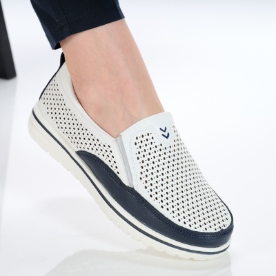 Pantofi dama piele naturala casual – ROSALINE White&Blue