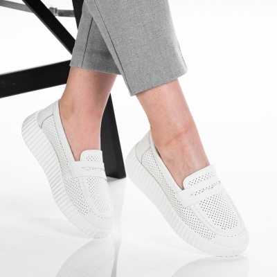 Pantofi dama piele naturala casual - ADA White - Img 2