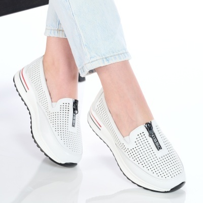 Pantofi dama piele naturala casual comozi – ROSALIA White - Img 2