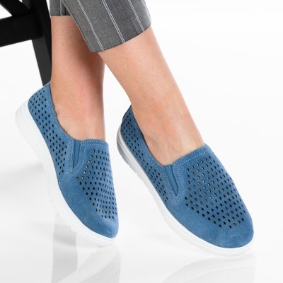 Pantofi dama piele naturala casual - CRINA Navy - Img 2