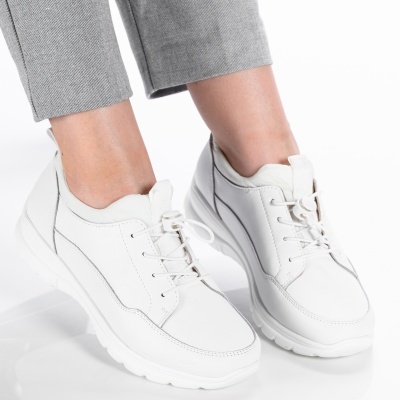 Pantofi dama piele naturala casual - FLAVIA White - Img 3