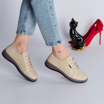 Pantofi dama piele naturala comozi – FELICIA Beige - Img 2