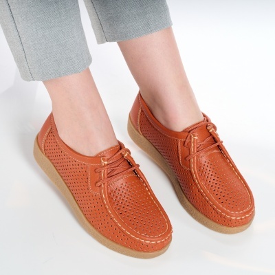 Pantofi dama piele naturala comozi – SARA Orange - Img 3