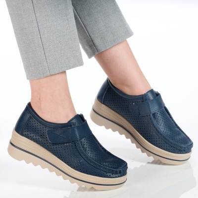 Pantofi dama piele naturala comozi – TEREZA Blue - Img 3
