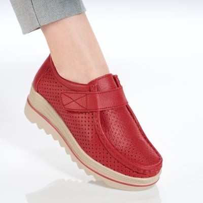 Pantofi dama piele naturala comozi – TEREZA Red