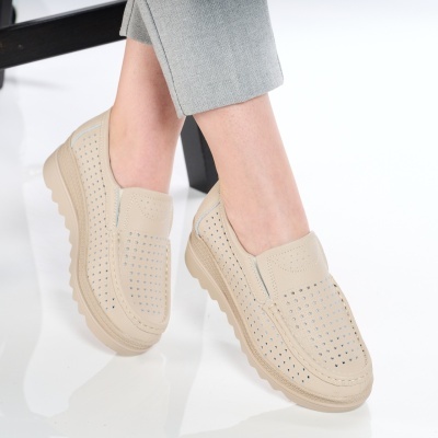 Pantofi dama piele naturala comozi – TESSA Beige