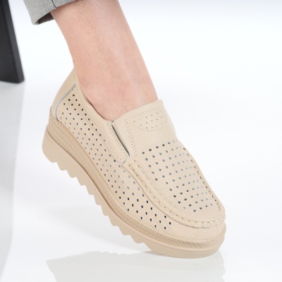 Pantofi dama piele naturala comozi – TESSA Beige - Img 2