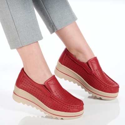 Pantofi dama piele naturala comozi – TESSA Red - Img 3