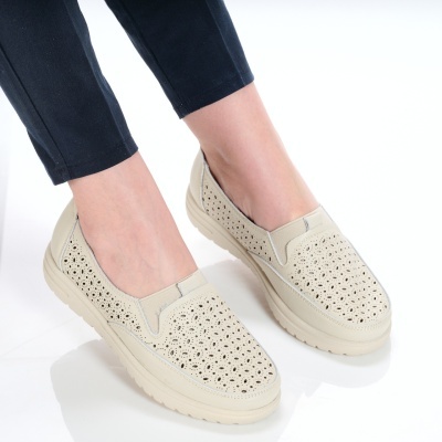 Pantofi dama piele naturala super comozi – SAMARA Beige - Img 2