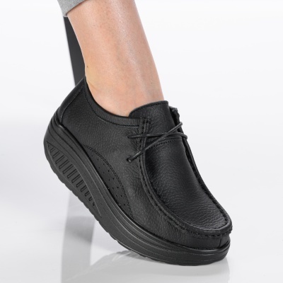 Pantofi dama piele naturala talpa ortopedica – BEATRICE Black&Black