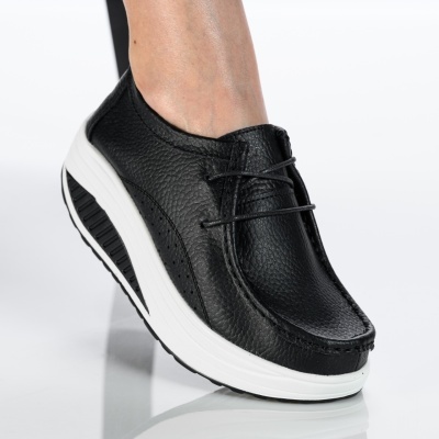 Pantofi dama piele naturala talpa ortopedica – BEATRICE Black