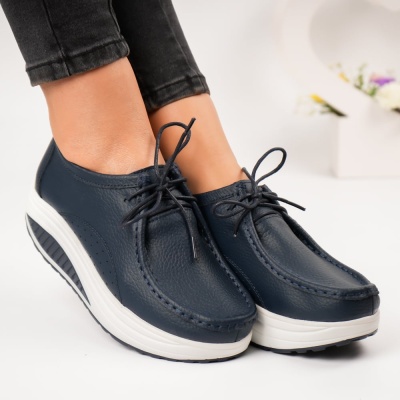 Pantofi dama piele naturala talpa ortopedica – BEATRICE Blue - Img 2