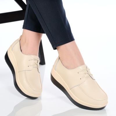 Pantofi dama piele naturala talpa ortopedica – OLIVIA Beige - Img 2