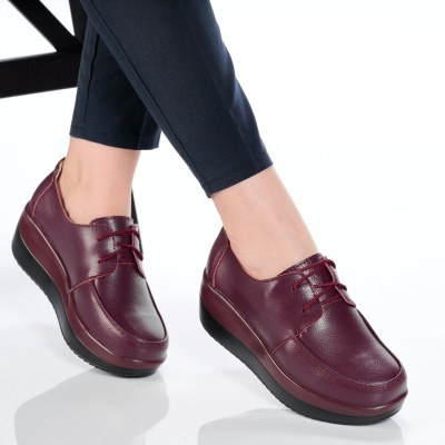 Pantofi dama piele naturala talpa ortopedica – OLIVIA Wine - Img 2