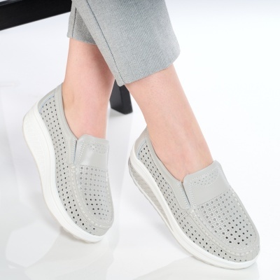 Pantofi dama piele naturala talpa ortopedica – TANIA Grey - Img 2