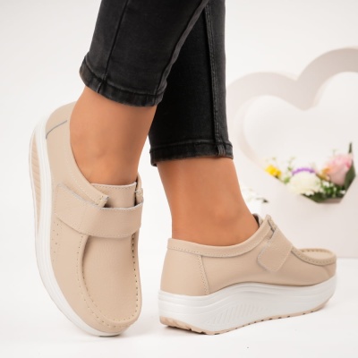 Pantofi dama piele naturala talpa ortopedica – VICTORIA Beige - Img 3