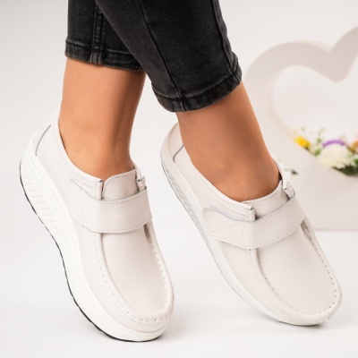 Pantofi dama piele naturala talpa ortopedica – VICTORIA White - Img 2