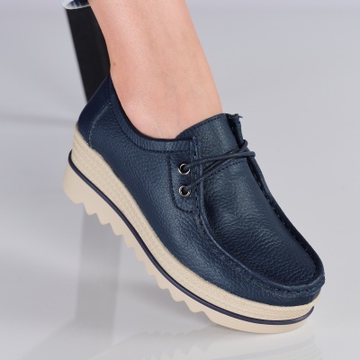 Pantofi dama piele naturala talpa striata – ISABEL Blue