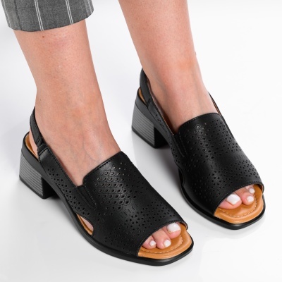 Sandale dama piele naturala casual - CARLA Black - Img 2