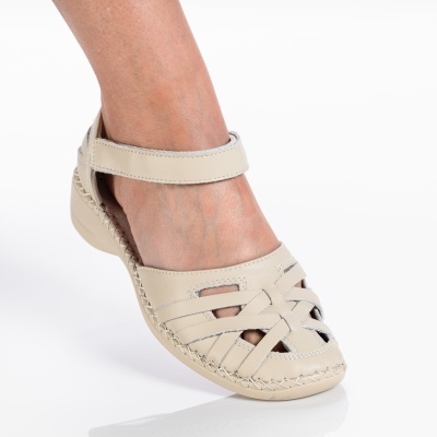Sandale dama piele naturala comode - ANASTASIA Beige