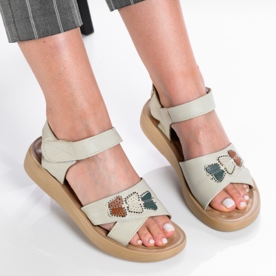 Sandale dama piele naturala lejere - CAMELIA Beige - Img 3