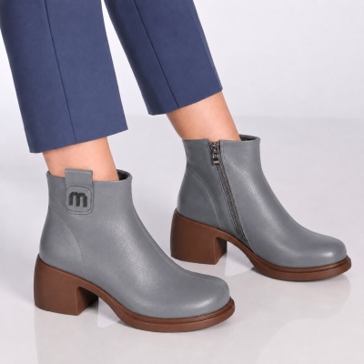 Botine dama piele naturala – KENDRA Grey - Img 2