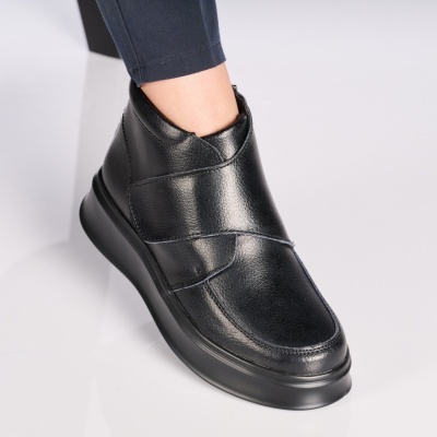 Ghete dama piele naturala imblanite – MARIBEL Black Leather
