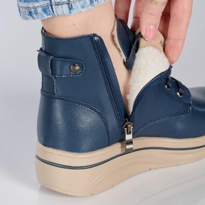 Ghete dama piele naturala imblanite comode – NADIA Navy - Img 3