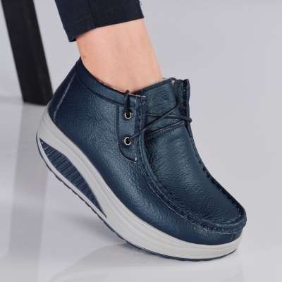 Ghete dama piele naturala imblanite talpa ortopedica – JENNIFER Blue
