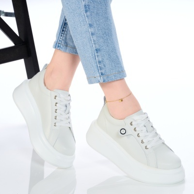 Pantofi dama piele naturala casual – PAMELA White - Img 3