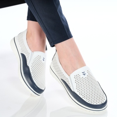 Pantofi dama piele naturala casual – ROSALINE White&Blue - Img 3