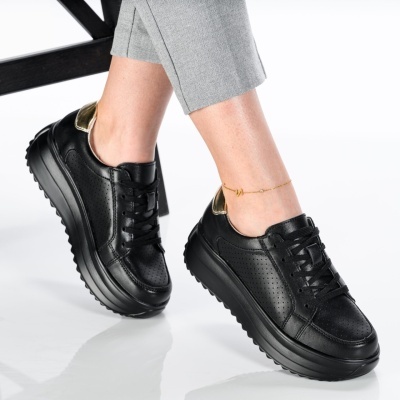 Pantofi dama piele naturala casual – ZINA Black Gold - Img 2