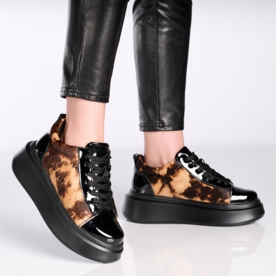 Pantofi dama piele naturala casual comozi – LIDIA Black Shiny - Img 3