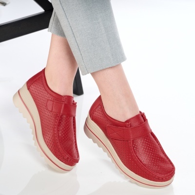 Pantofi dama piele naturala comozi – TEREZA Red - Img 2