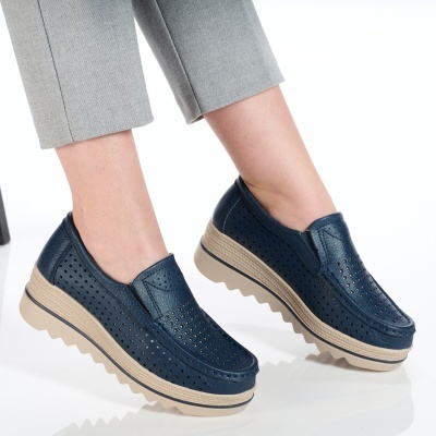Pantofi dama piele naturala comozi – TESSA Blue - Img 3