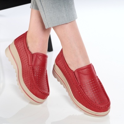 Pantofi dama piele naturala comozi – TESSA Red - Img 2