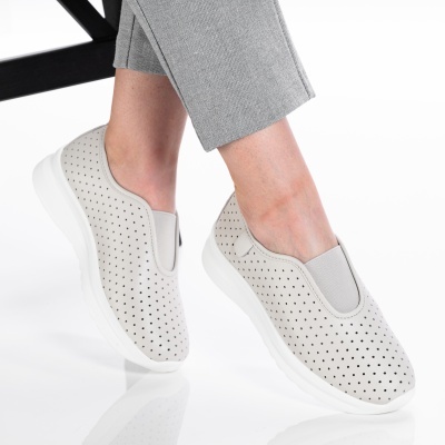 Pantofi dama piele naturala comozi - ALIDA Beige - Img 2