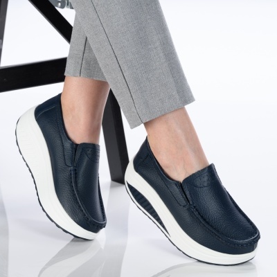 Pantofi dama piele naturala talpa ortopedica – IRIS Blue - Img 2