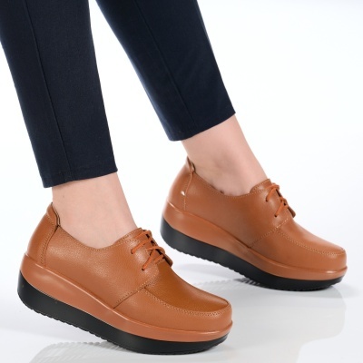 Pantofi dama piele naturala talpa ortopedica – OLIVIA Camel - Img 3