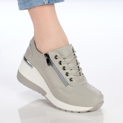Pantofi dama piele naturala talpa ortopedica – PETRONELA Grey - Img 2