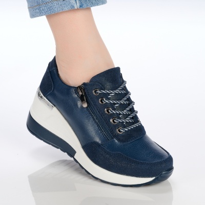 Pantofi dama piele naturala talpa ortopedica – PETRONELA Navy